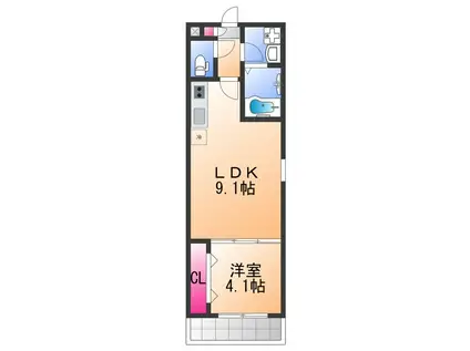レヴール鳳南(1LDK/2階)の間取り写真