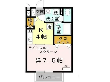 コゥジィーコートⅡ(1K/2階)の間取り写真