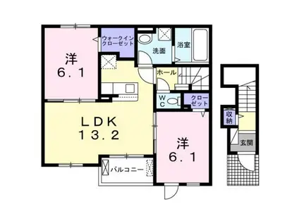 SWISS COTTAGE(2LDK/2階)の間取り写真