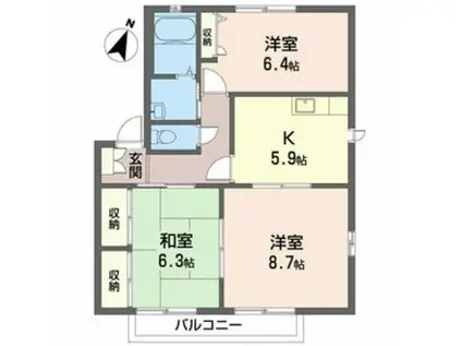 リバーサイド忠岡C棟(2LDK/2階)の間取り写真