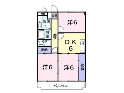 サンウェルヒルズ(3DK/4階)の間取り写真