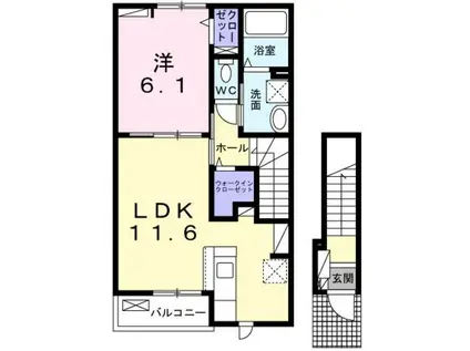 ハートランド美貴(1LDK/2階)の間取り写真