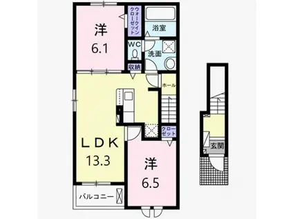 CASA LINO A(2LDK/2階)の間取り写真