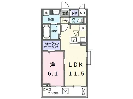 ベル ハイネス(1LDK/1階)の間取り写真