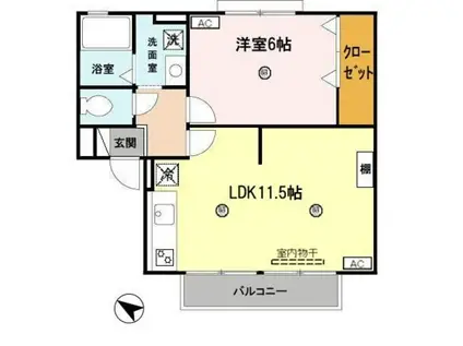 アーク A棟(1LDK/1階)の間取り写真