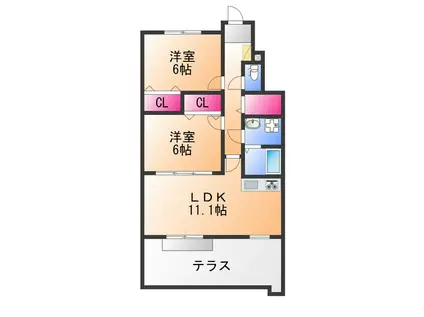 アーバン新家(2LDK/1階)の間取り写真