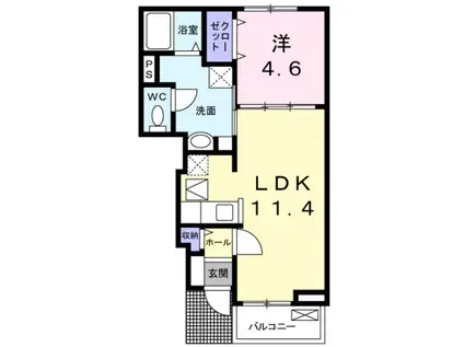 カルム・メゾン 東館(1LDK/1階)の間取り写真