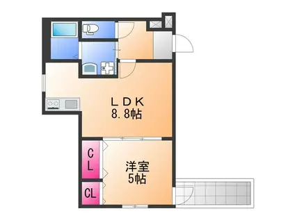 フジパレス和泉大宮(1LDK/3階)の間取り写真