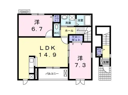 ノイハウスA(2LDK/2階)の間取り写真