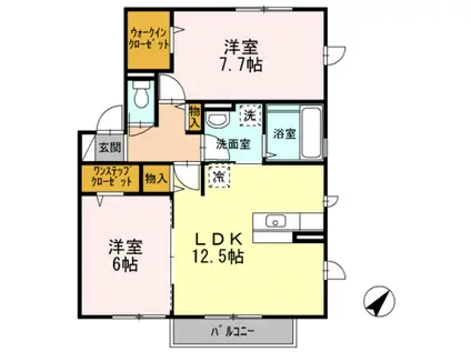 アドミラブールりんくう(2LDK/2階)の間取り写真