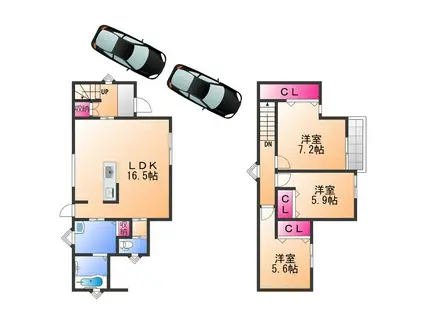 南海電鉄南海本線 岸和田駅 徒歩7分 2階建 築1年(3LDK)の間取り写真