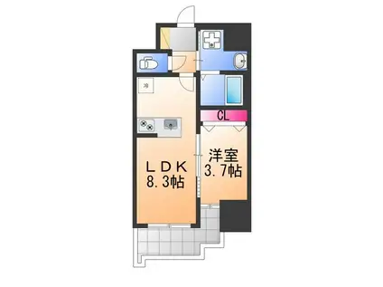 S-RESIDENCE堺BLAZE(1LDK/4階)の間取り写真