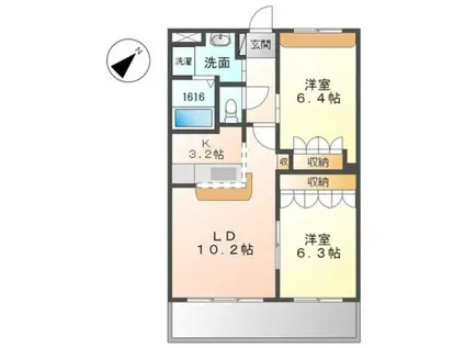 パレス花水木(2LDK/2階)の間取り写真