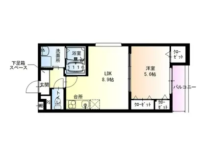 フジパレス羽衣駅南(1LDK/1階)の間取り写真