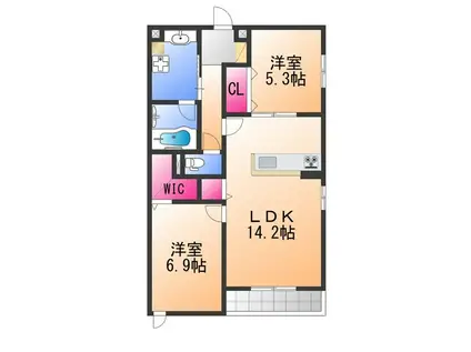 堺市西区鳳西町一丁共同PJ(2LDK/3階)の間取り写真