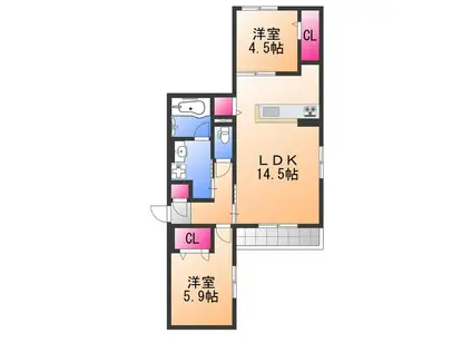 堺市西区鳳西町一丁共同PJ(2LDK/3階)の間取り写真