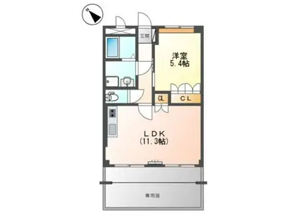 ソレイユ一条院(1LDK/1階)の間取り写真
