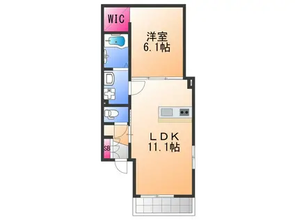 S-RANK豊中町(1LDK/2階)の間取り写真