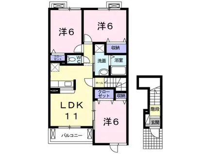 メゾン甲安(3LDK/2階)の間取り写真
