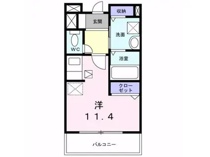 ラフィネロジュマン(1K/1階)の間取り写真