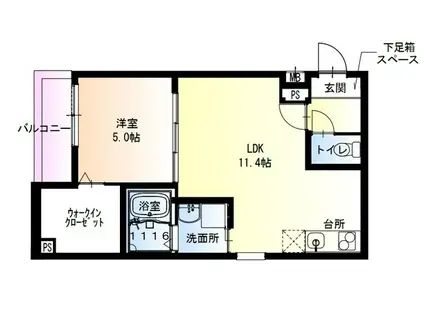 フジパレス百舌鳥駅南5番館(1LDK/1階)の間取り写真