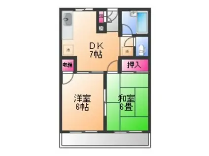 ハピネスニシムラ(2DK/1階)の間取り写真