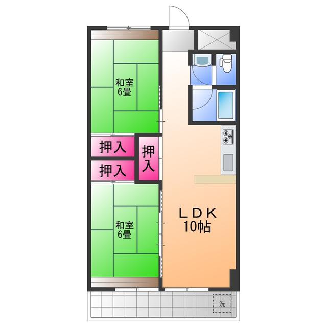 第一磯屋敷マンション(2LDK/3階)の間取り写真