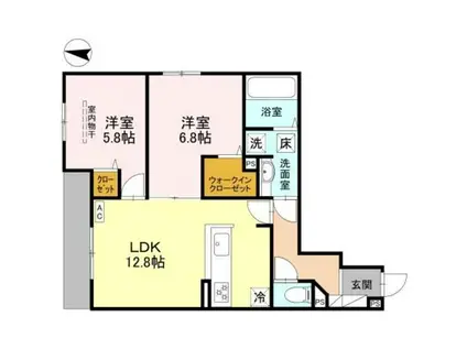 LIBERTY ISLAND(2LDK/2階)の間取り写真