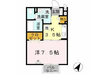 パサート辻野(1K/2階)の間取り写真