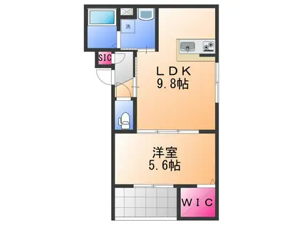 RAFFINE貝塚(1LDK/1階)の間取り写真