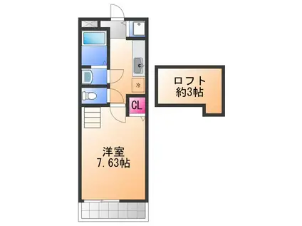 グリシーナコート(1K/2階)の間取り写真