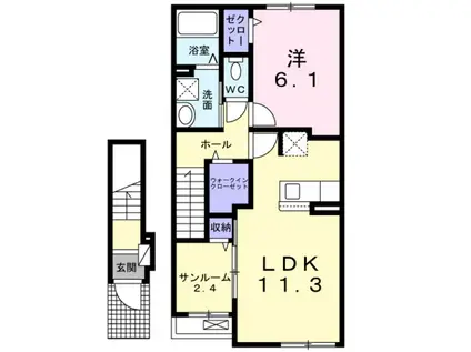 コンフォートブルームⅡ(1LDK/1階)の間取り写真