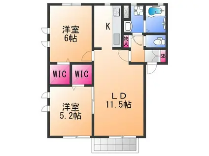 プランドール高師浜(2LDK/2階)の間取り写真