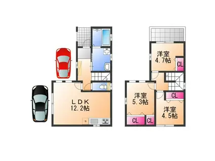 南海電鉄高野線 百舌鳥八幡駅 徒歩8分 2階建 新築(3LDK)の間取り写真