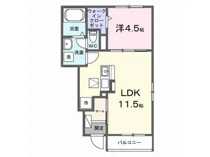 フリーデ プロムナード(1LDK/1階)の間取り写真