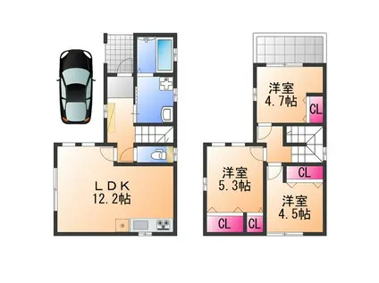 南海電鉄高野線 百舌鳥八幡駅 徒歩8分 2階建 新築(3LDK)の間取り写真
