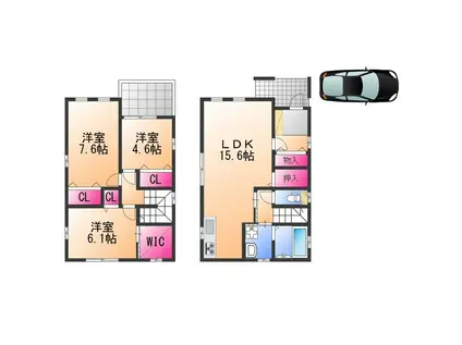 南海電鉄高野線 百舌鳥八幡駅 徒歩8分 2階建 新築(3LDK)の間取り写真