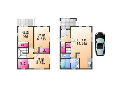 南海電鉄高野線 百舌鳥八幡駅 徒歩8分 2階建 新築(3LDK)の間取り写真