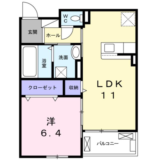 ゼクシー 桜ケ丘A棟(1LDK/1階)の間取り写真