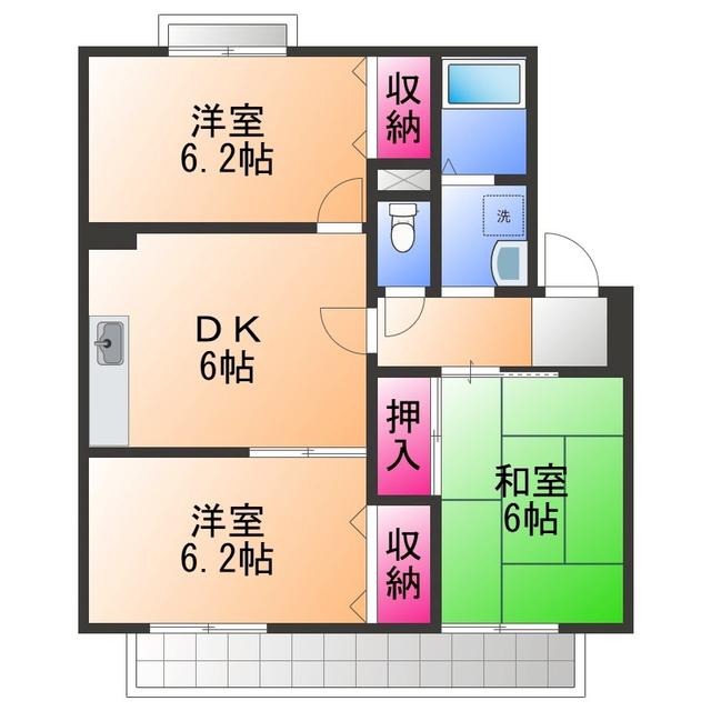 ファミールハイツ(3DK/2階)の間取り写真