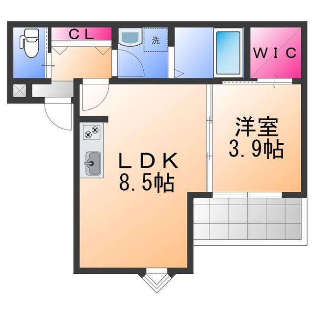 ジーメゾン岸和田クレリア(1LDK/2階)の間取り写真