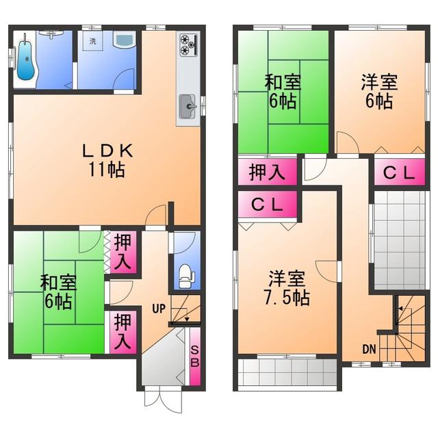 南海電鉄南海本線 貝塚駅(大阪) 徒歩5分 2階建 築29年(4LDK)の間取り写真