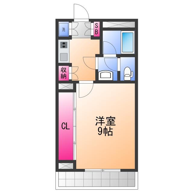 エスポワール鶴山台(1K/4階)の間取り写真