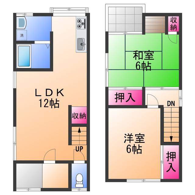 南海電鉄高師浜支線 高師浜駅 徒歩3分 2階建 築54年(2LDK)の間取り写真