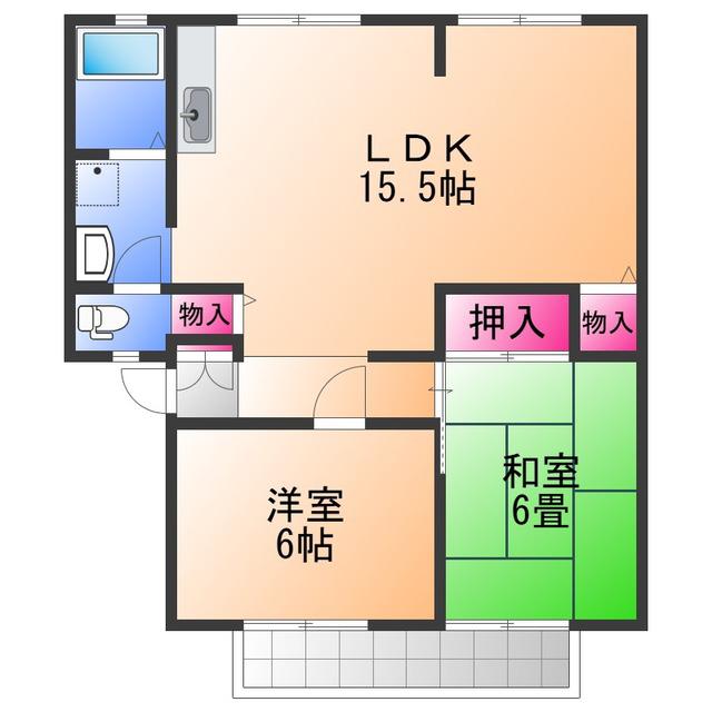 サンシャインハイツB(2LDK/1階)の間取り写真
