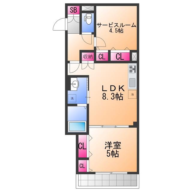 フォレストクリエオーレ高師浜(1SLDK/2階)の間取り写真