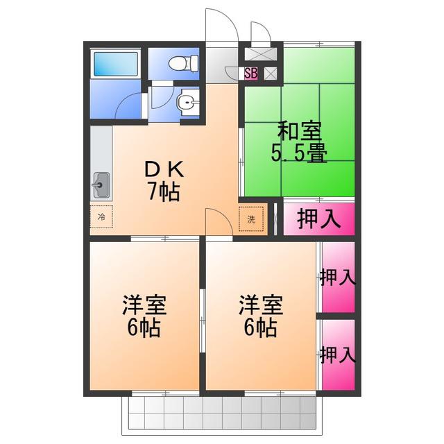 モアクレスト綾園(3DK/2階)の間取り写真