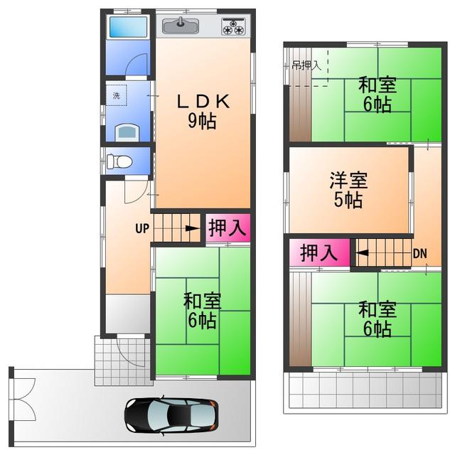 南海電鉄高師浜支線 伽羅橋駅 徒歩5分 2階建 築43年(4LDK)の間取り写真