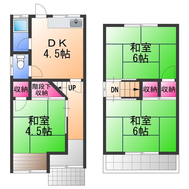 阪和線 和泉府中駅 徒歩13分 2階建 築54年(3DK)の間取り写真