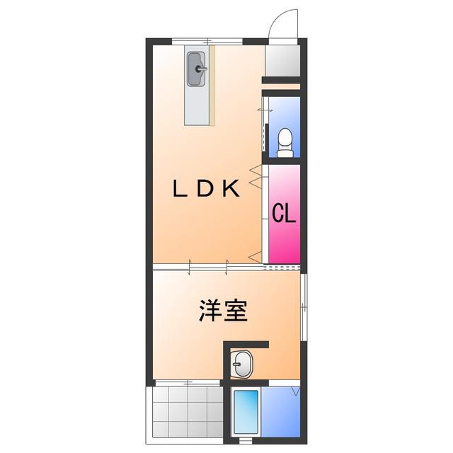 羽衣グリーンハイツ(1LDK/4階)の間取り写真